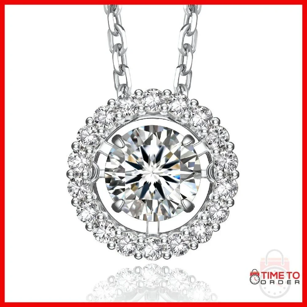 1 Carat Moissanite Floating Necklace 925 Sterling Silver Pendant Gift
